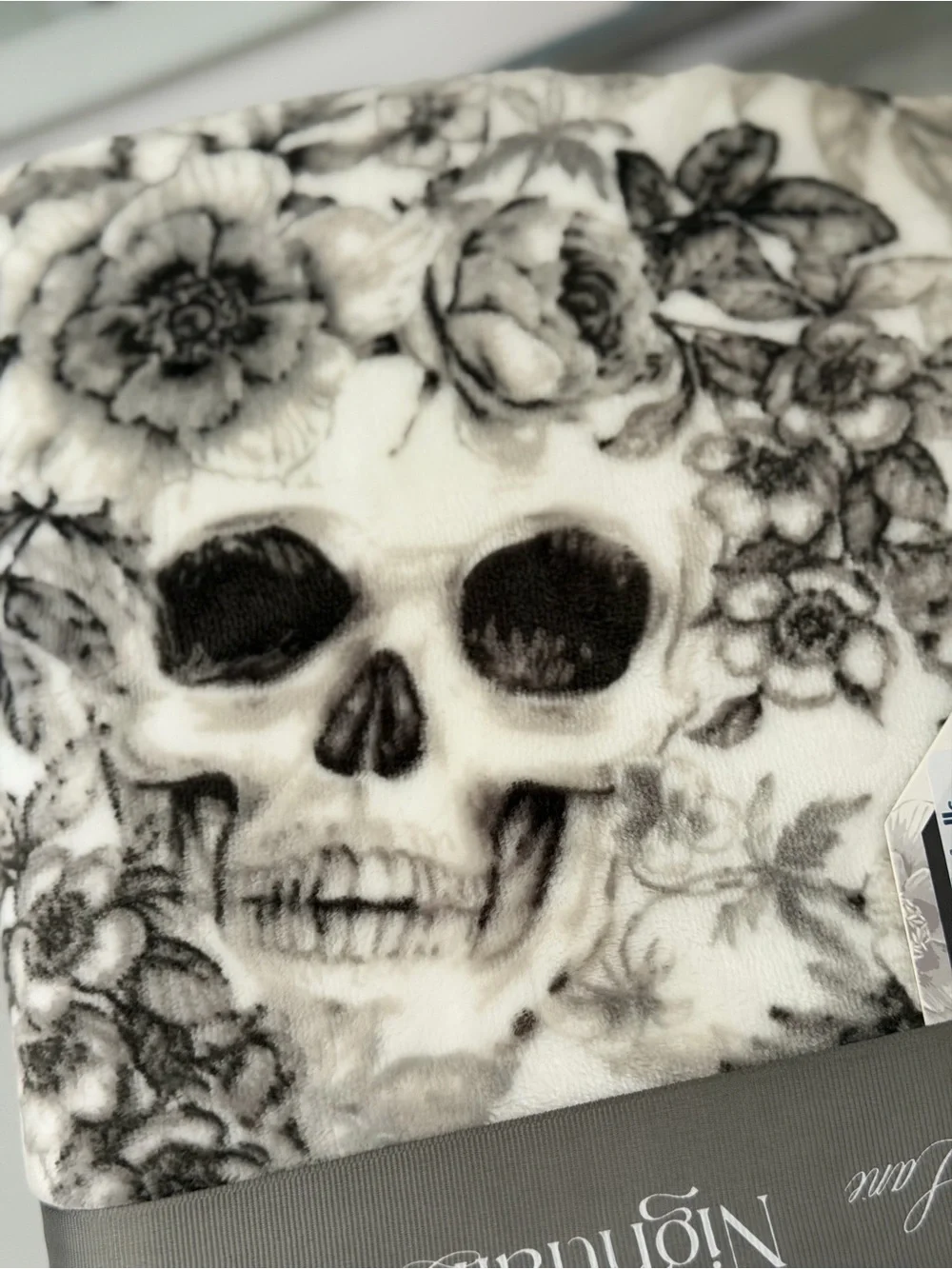 Nightfall lane Halloween Throw Blanket rose skull floral spooky gothic farmhouse
